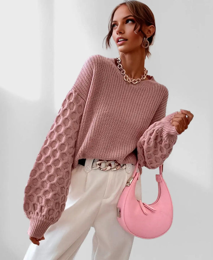 Maglione Donna Maglia Calda Maniche a Palloncino Invernale