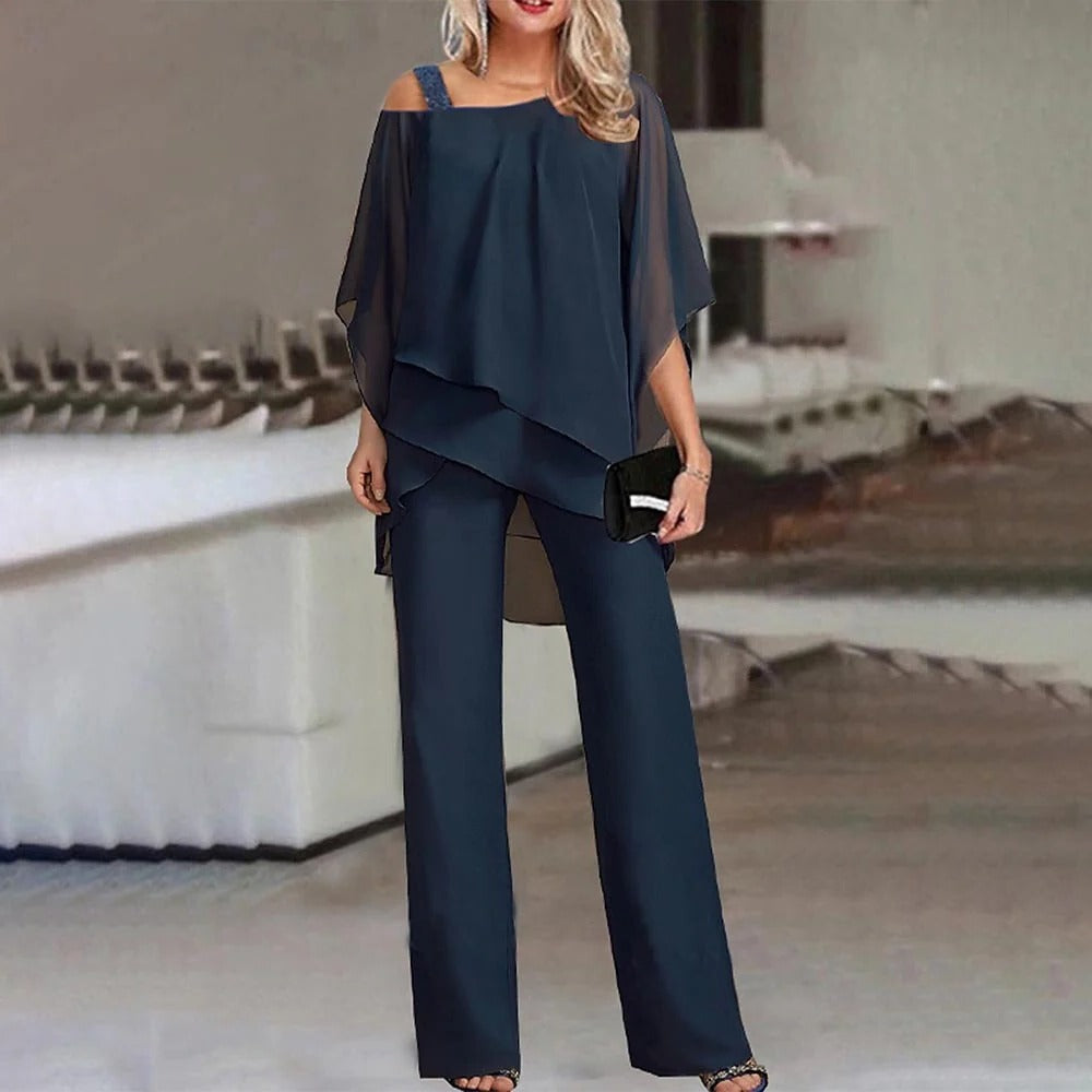 Jumpsuit Donna Spalle Scoperte Gamba Lunga Elegante