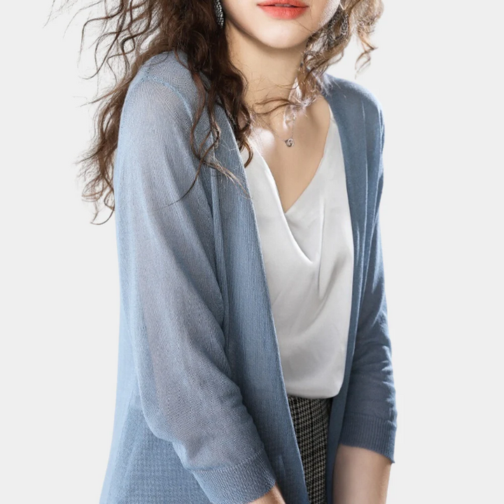 Cardigan Lungo Donna Leggero Aperto Manica Lunga