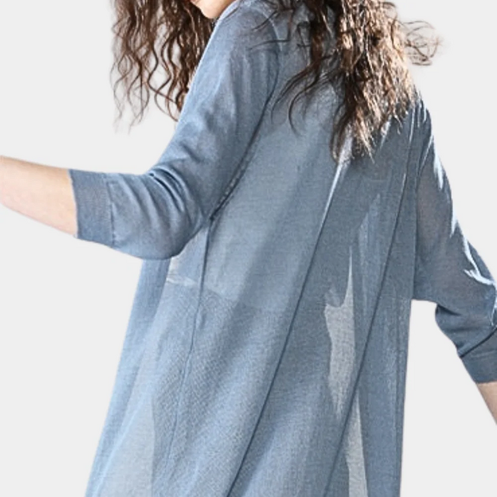 Cardigan Lungo Donna Leggero Aperto Manica Lunga