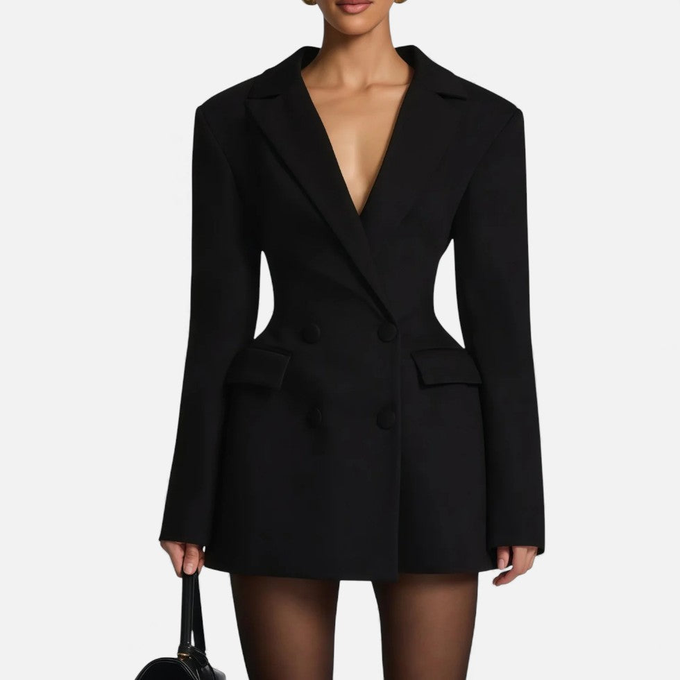 Abito Mini Donna Blazer Elegante Scollo a V