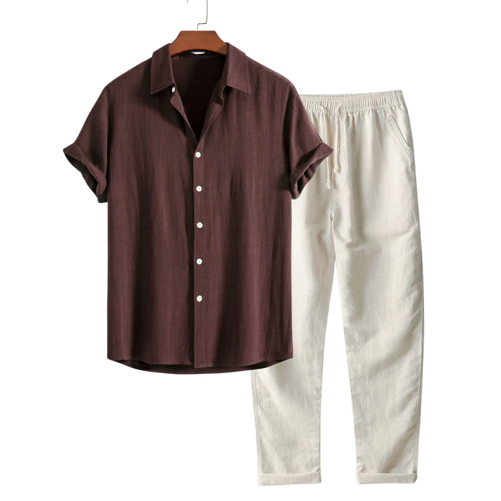 Set Estivo Uomo Pantaloni in Lino Stile Classico