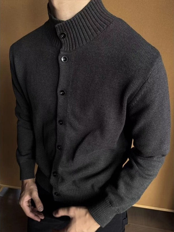 Maglione Uomo Maglia Estiva Collo a Scialle Slim Abbottonatura