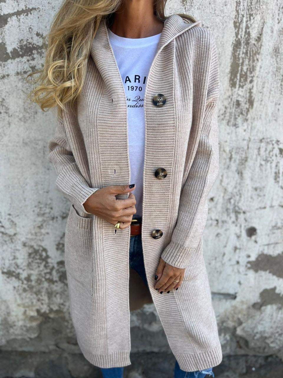 Cardigan Lungo Donna Lavorato a Maglia Elegante - Vesarelli