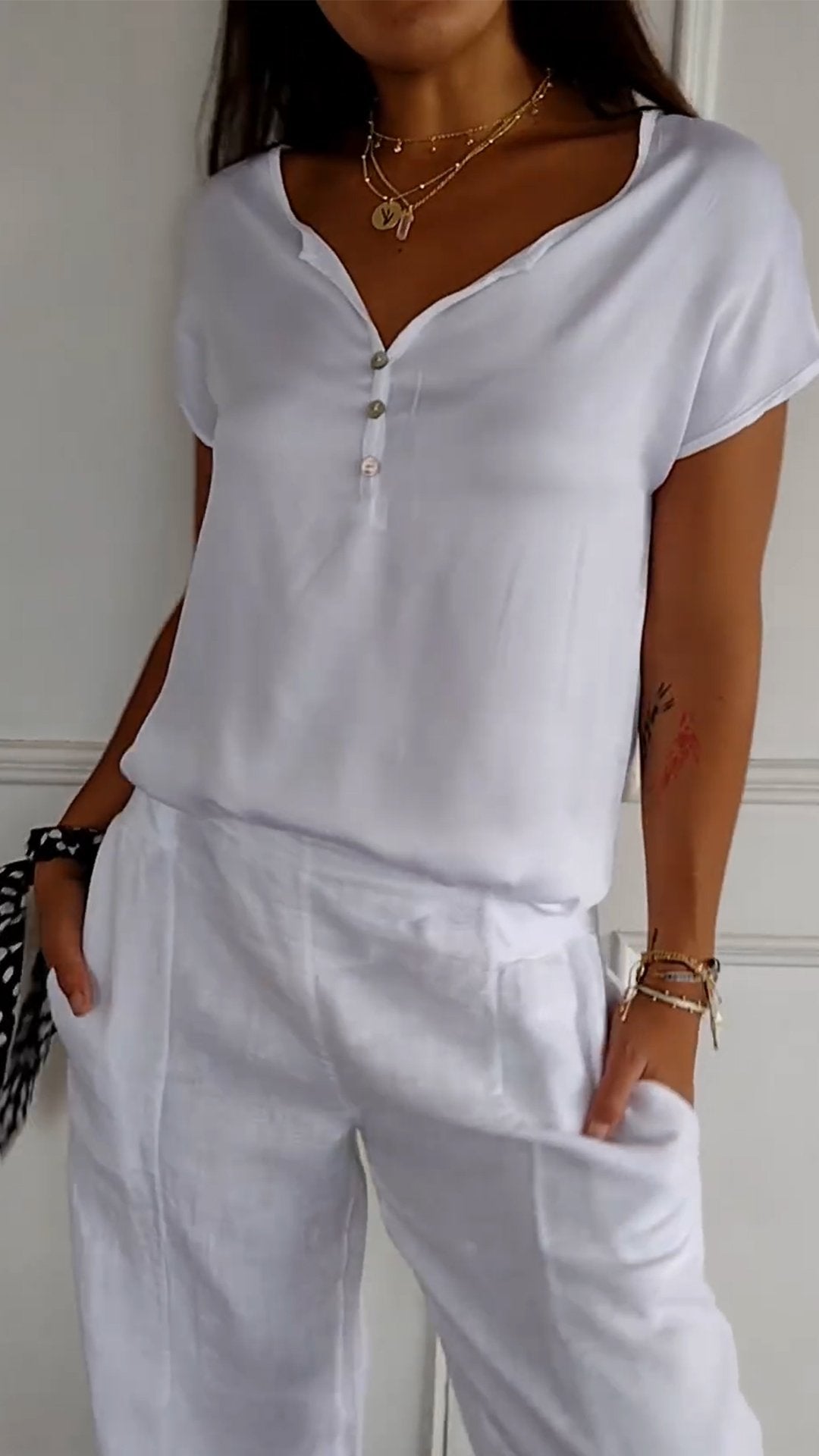 Maglietta Donna Scollo a V Vestibilità Comoda