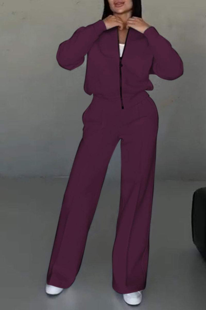 Completo Donna Felpa Oversize con Zip e Pantaloni Jogging Casual