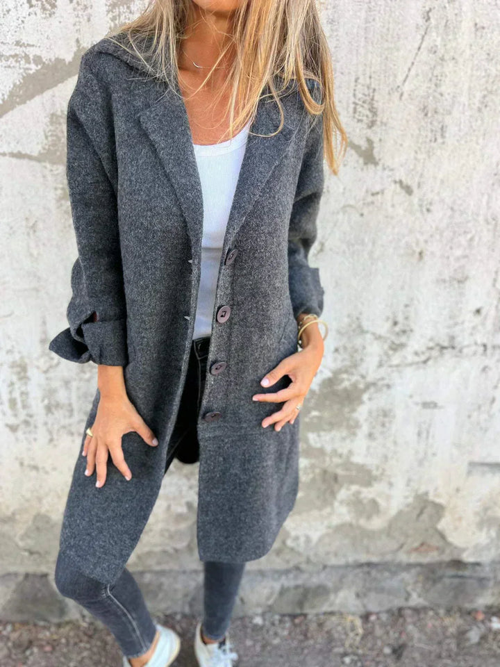 Giacca Donna Oversize in Tweed Collo con Revers e Bottoni