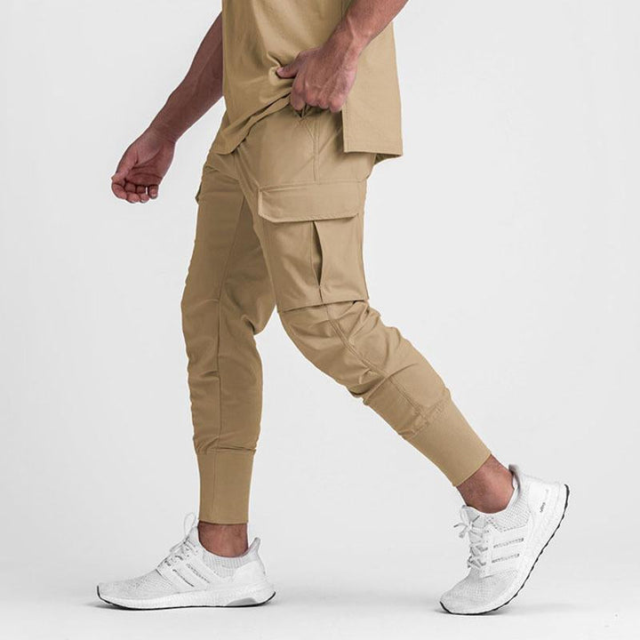 Pantaloni Jogger Uomo Tessuto Tecnico Tasche Laterali