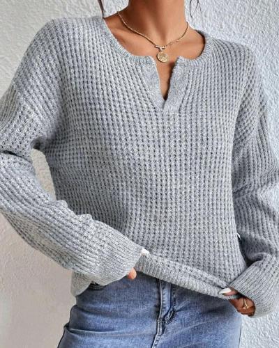 Maglione Donna Tessuto a Nido dApe Scollo a V Maniche Lunghe