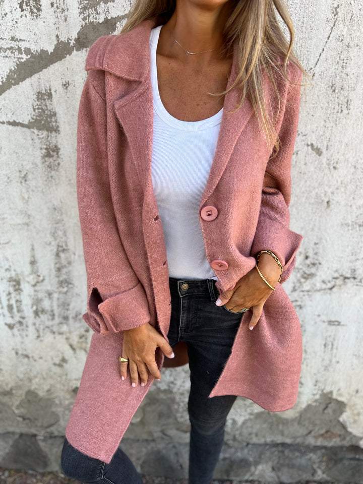 Giacca Donna Oversize in Tweed Collo con Revers e Bottoni - Vesarelli
