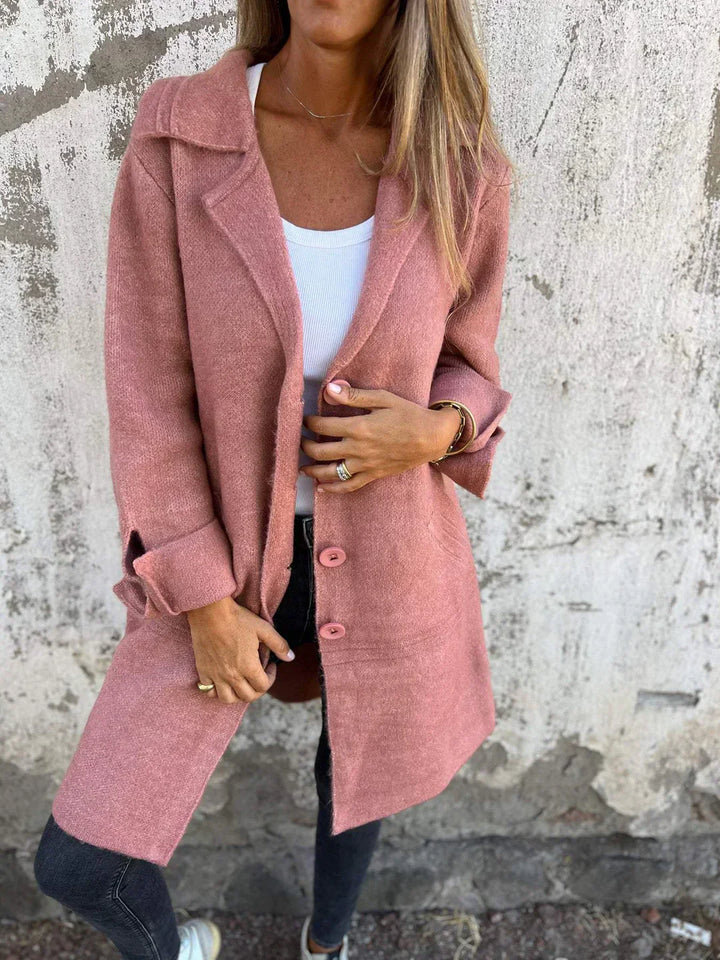 Giacca Donna Oversize in Tweed Collo con Revers e Bottoni