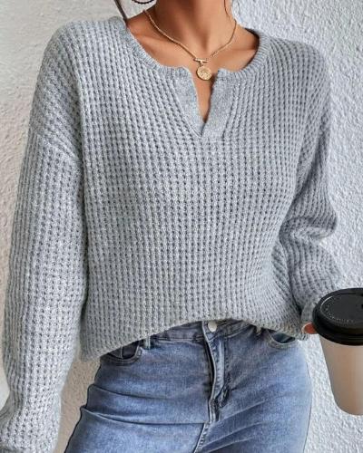 Maglione Donna Tessuto a Nido dApe Scollo a V Maniche Lunghe