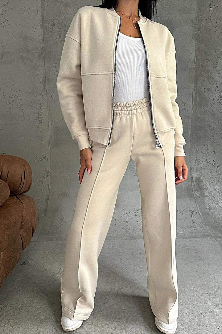 Completo Donna Felpa Oversize con Zip e Pantaloni Jogging Casual - Vesarelli
