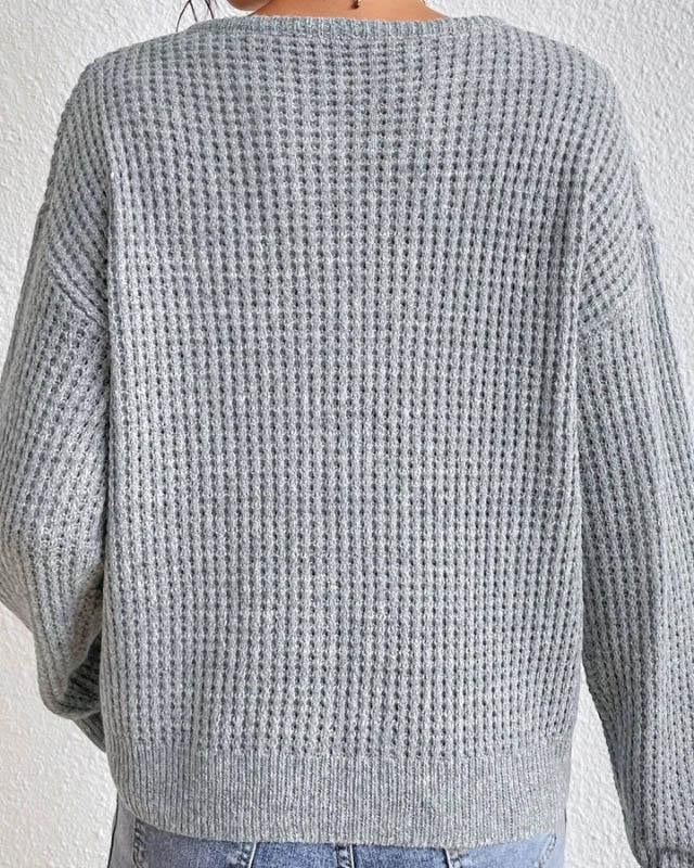 Maglione Donna Tessuto a Nido dApe Scollo a V Maniche Lunghe