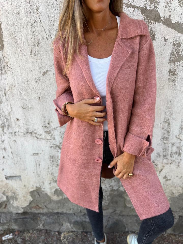 Giacca Donna Oversize in Tweed Collo con Revers e Bottoni