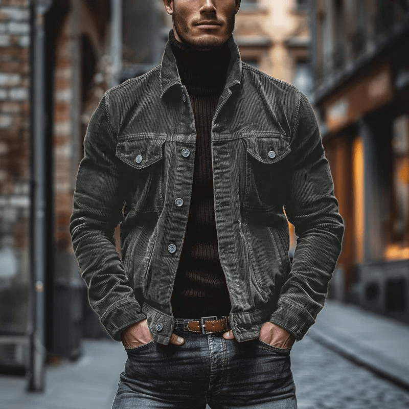 Giacca Uomo in Velluto Vintage Bottoni Frontali