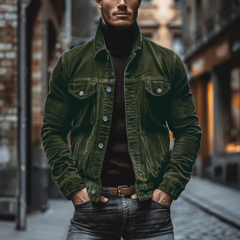 Giacca Uomo in Velluto Vintage Bottoni Frontali