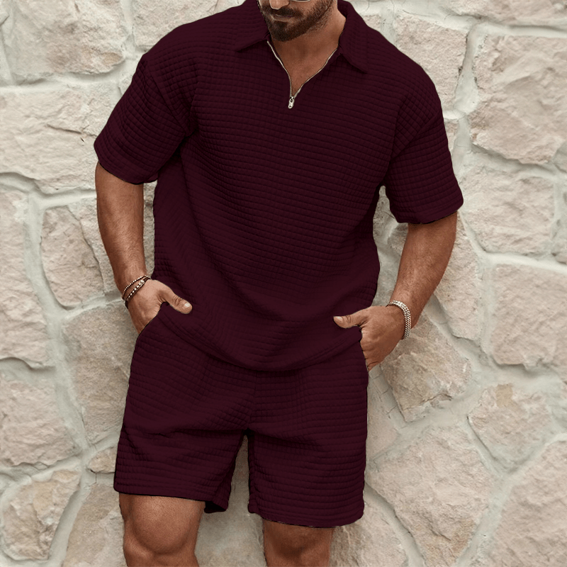 Set Estivo Uomo Mezza Zip Tessuto Leggero Casual