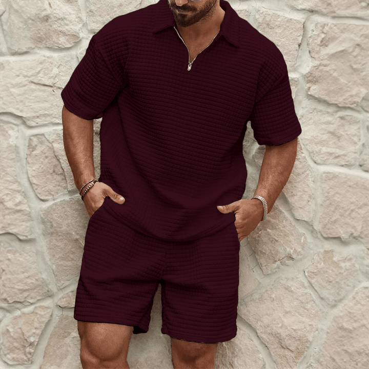 Set Estivo Uomo Mezza Zip Tessuto Leggero Casual
