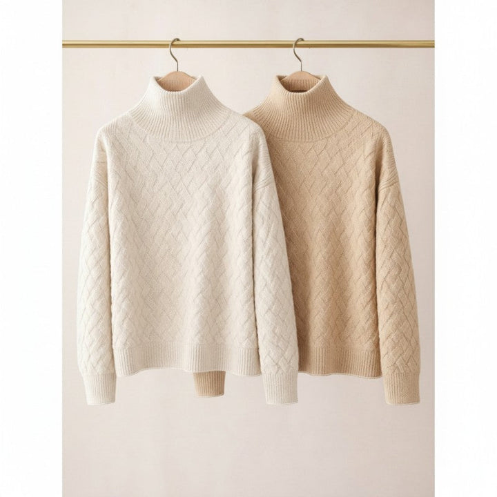 Maglione Uomo Collo Alto Motivo Geometrico Maniche Lunghe