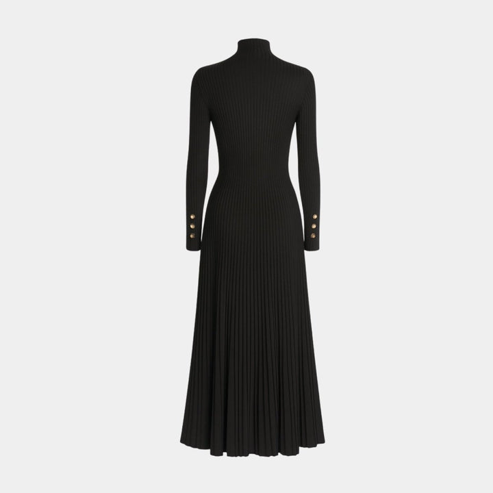 Abito Midi Donna Plissettato Collo Alto