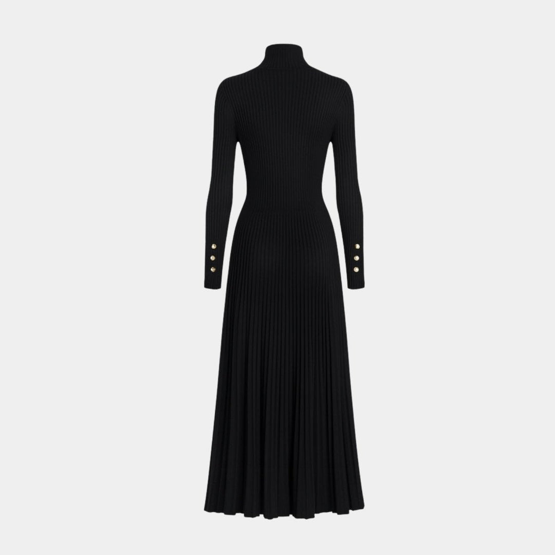 Abito Midi Donna Plissettato Collo Alto