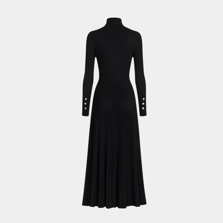 Abito Midi Donna Plissettato Collo Alto
