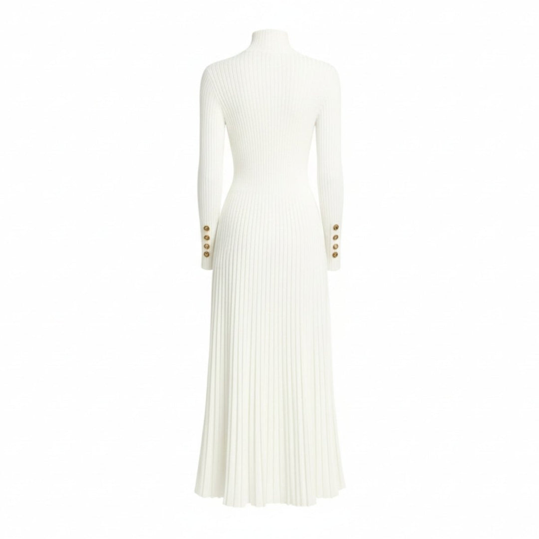Abito Midi Donna Plissettato Collo Alto