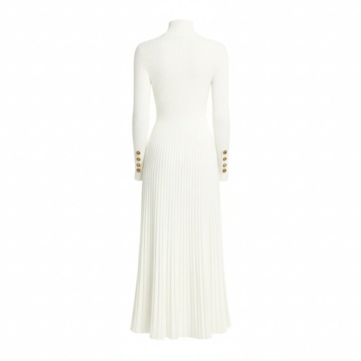Abito Midi Donna Plissettato Collo Alto