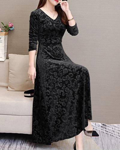 Abito Lungo Donna A-Line Scollo a V Vita Alta Cerimonia
