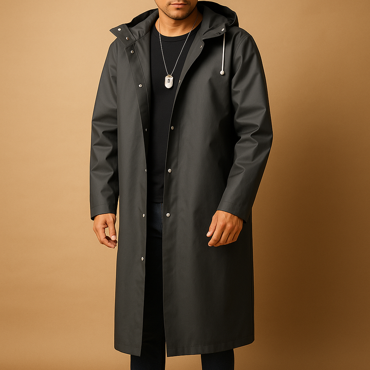 Impermeabile Uomo Lungo con Cappuccio Stile Elegante - Vesarelli