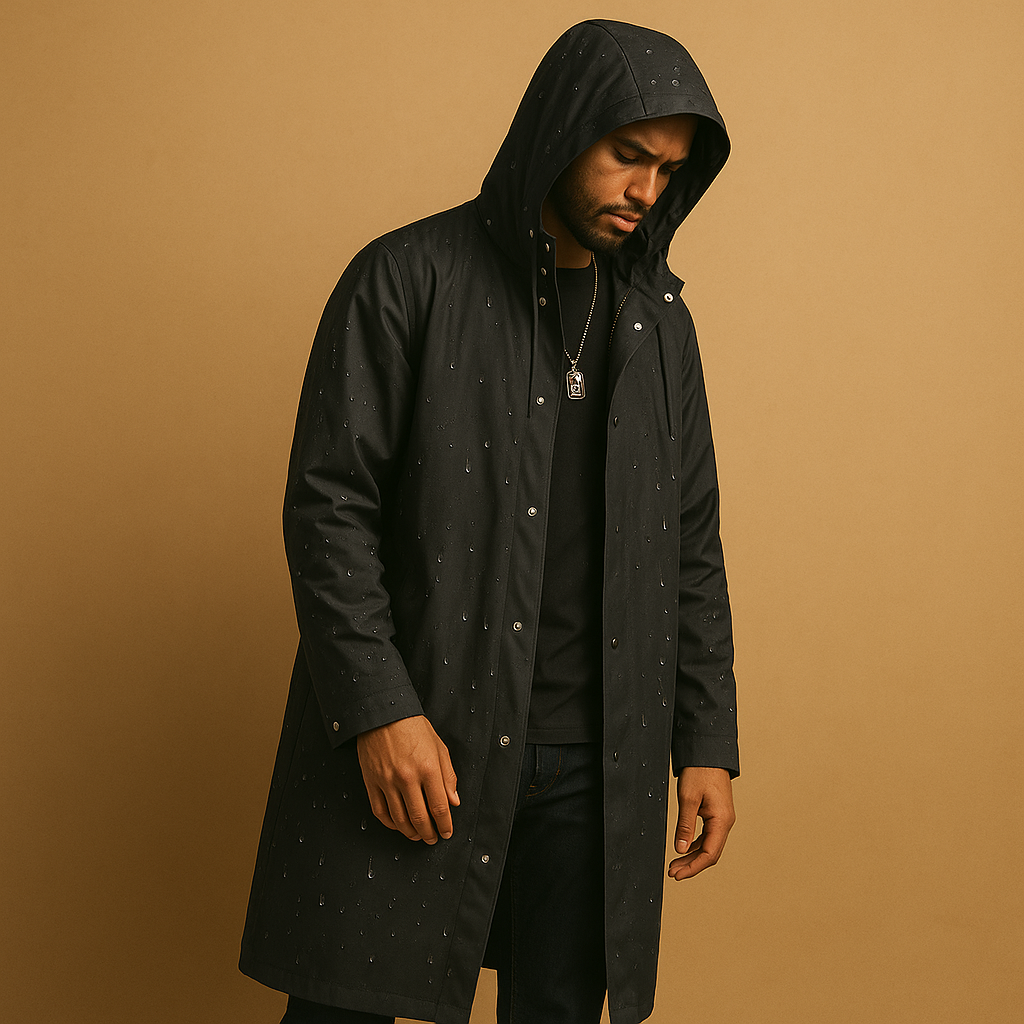 Impermeabile Uomo Lungo con Cappuccio Stile Elegante