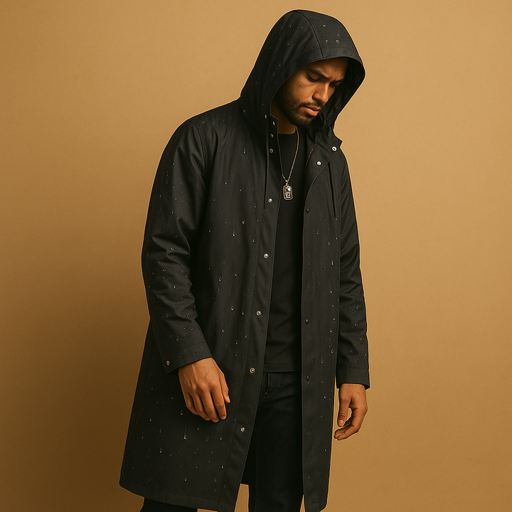 Impermeabile Uomo Lungo con Cappuccio Stile Elegante