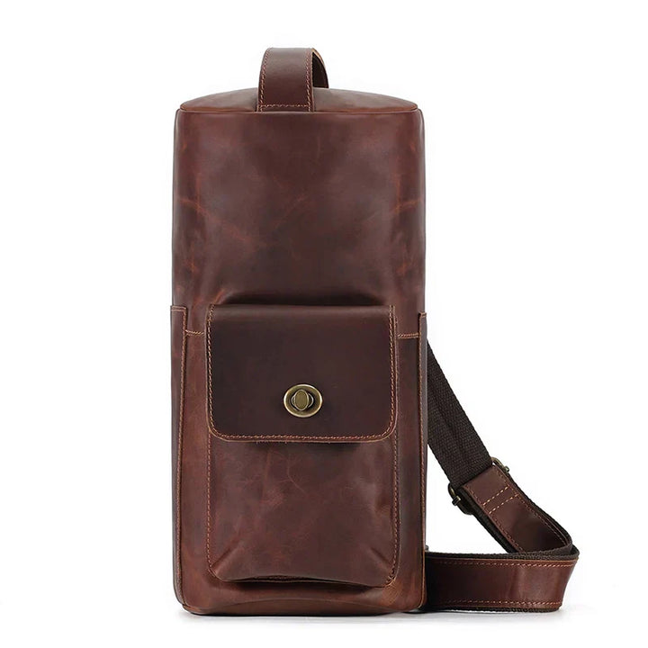 Borsa a Tracolla Uomo in Pelle Vintage Cilindrica - Vesarelli