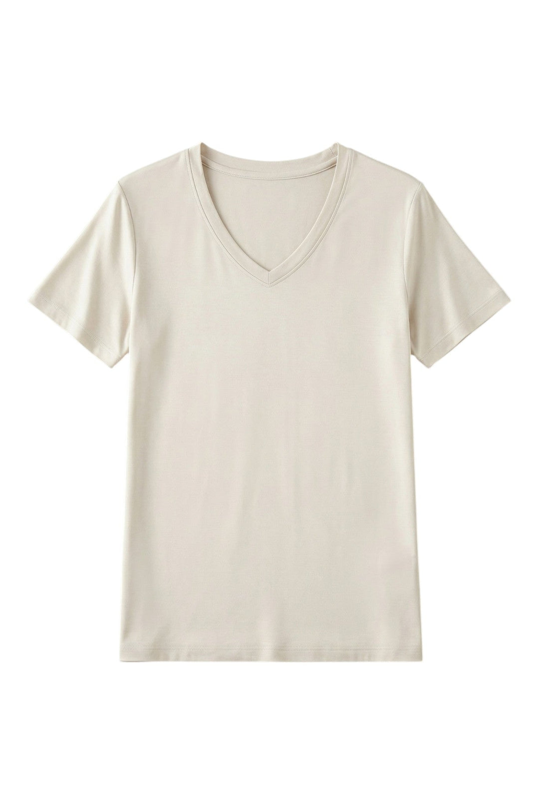 T-shirt Donna Cotone e Seta Scollo a V Manica Corta