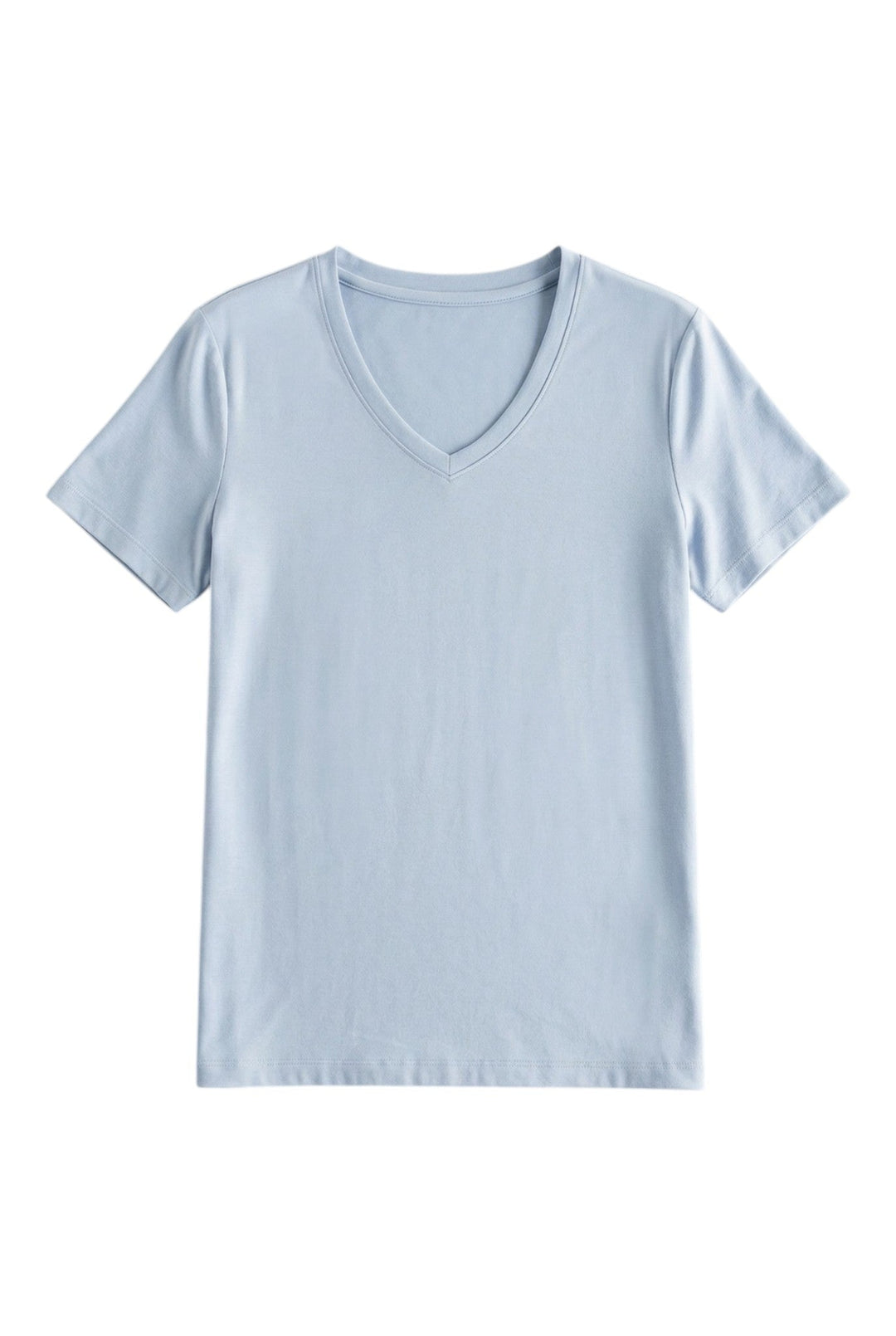 T-shirt Donna Cotone e Seta Scollo a V Manica Corta