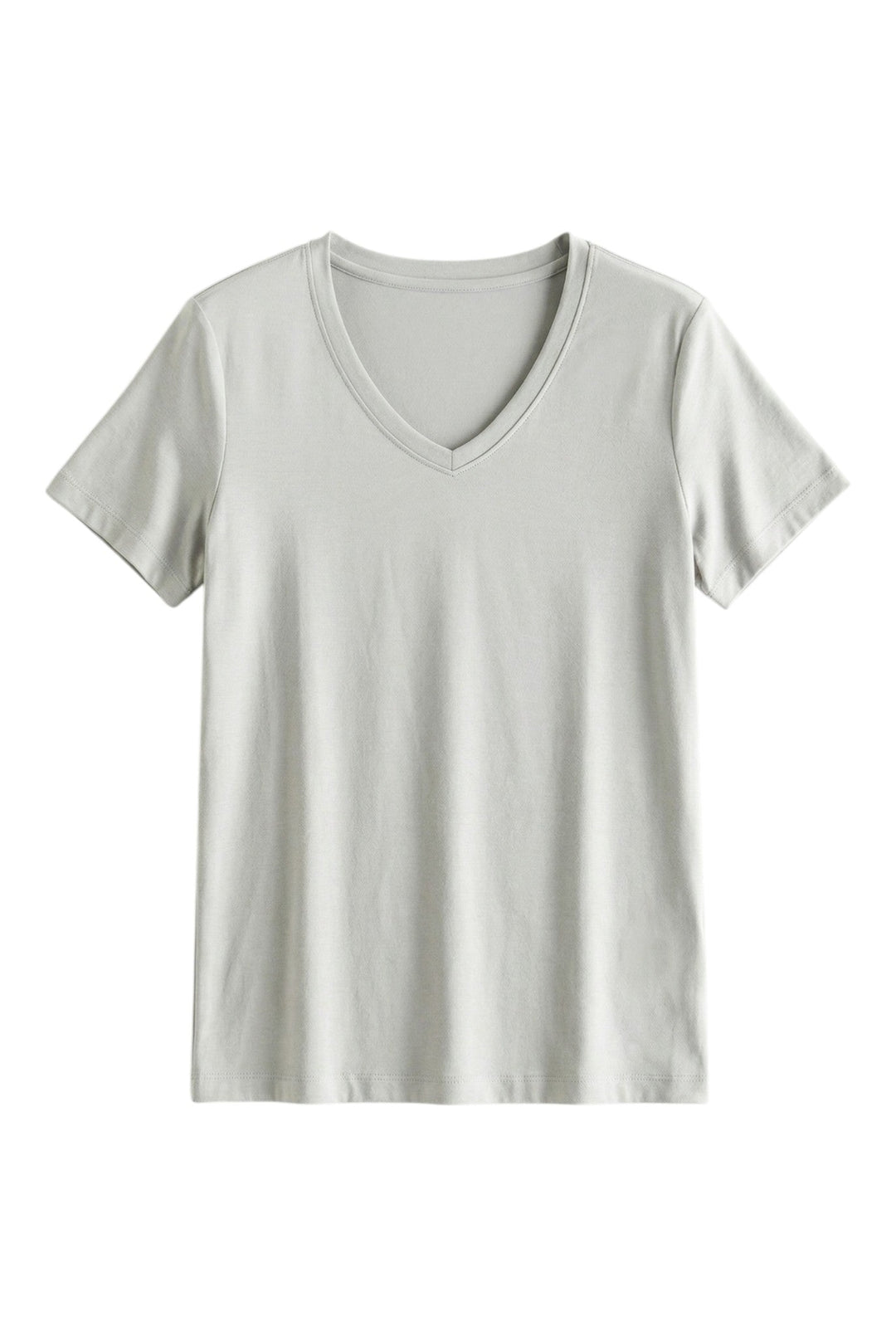 T-shirt Donna Cotone e Seta Scollo a V Manica Corta