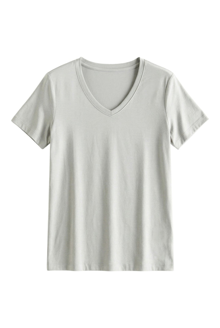 T-shirt Donna Cotone e Seta Scollo a V Manica Corta