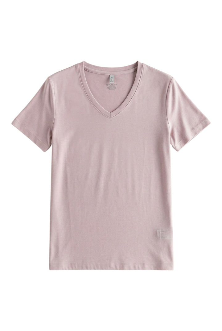 T-shirt Donna Cotone e Seta Scollo a V Manica Corta