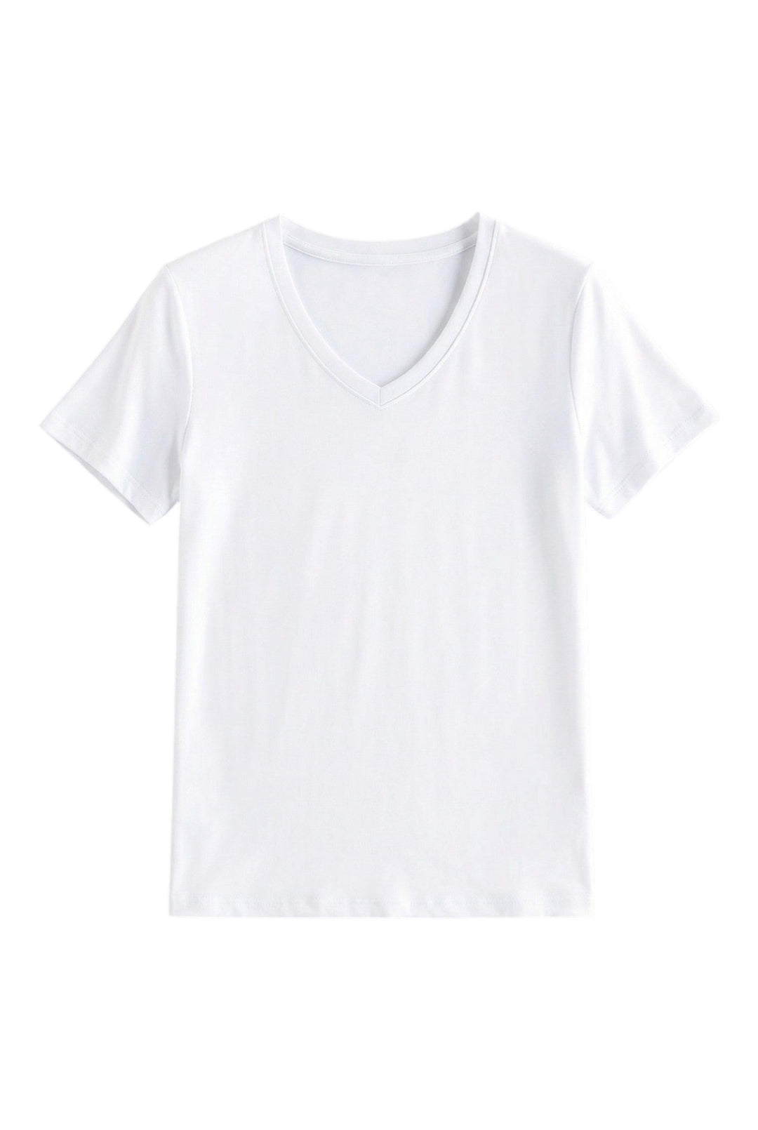 T-shirt Donna Cotone e Seta Scollo a V Manica Corta