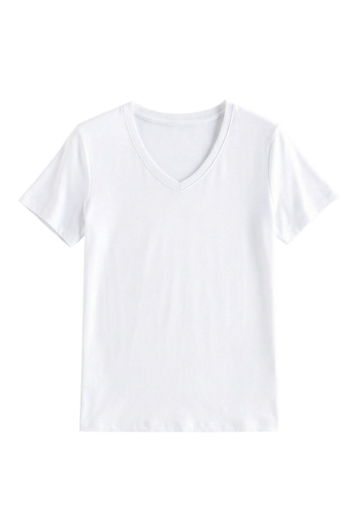 T-shirt Donna Cotone e Seta Scollo a V Manica Corta