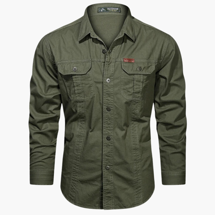 Camicia Uomo Cotone Resistente Tasche Bottoni Manica Lunga - Vesarelli
