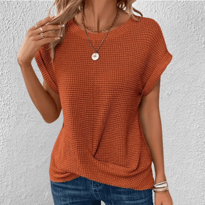 Camicetta Donna Maglia Nido dApe Scollo Rotondo