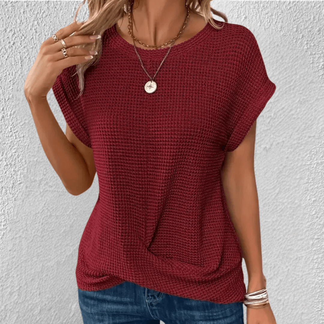 Camicetta Donna Maglia Nido dApe Scollo Rotondo