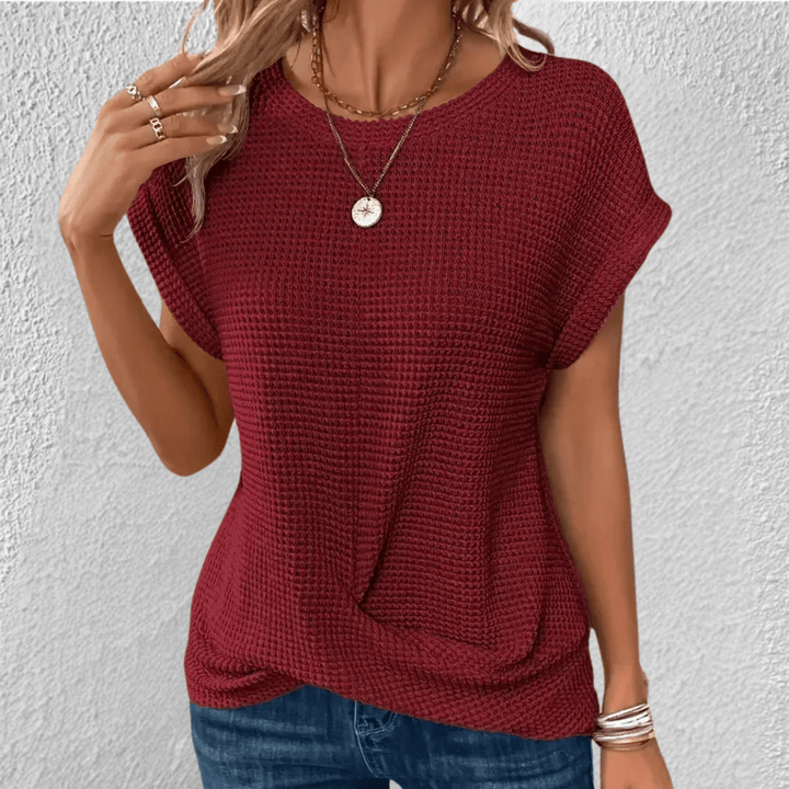 Camicetta Donna Maglia Nido dApe Scollo Rotondo