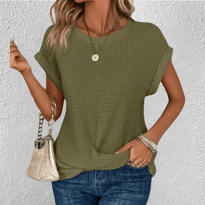 Camicetta Donna Maglia Nido dApe Scollo Rotondo