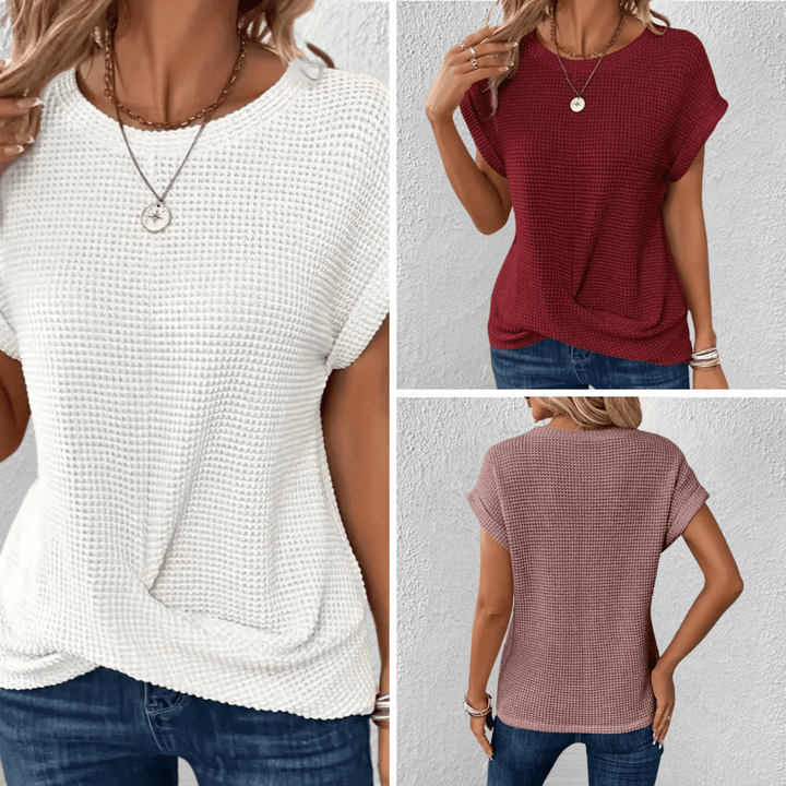 Camicetta Donna Maglia Nido dApe Scollo Rotondo
