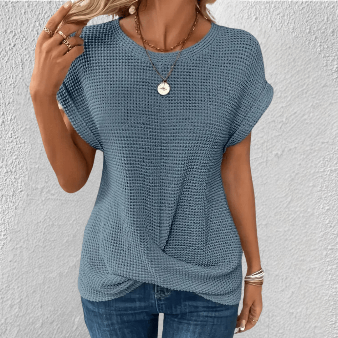 Camicetta Donna Maglia Nido dApe Scollo Rotondo