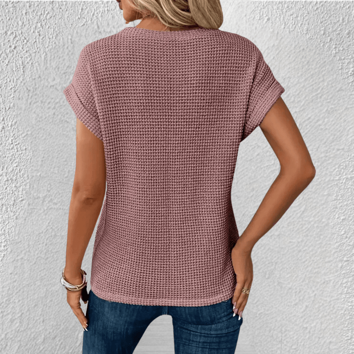 Camicetta Donna Maglia Nido dApe Scollo Rotondo