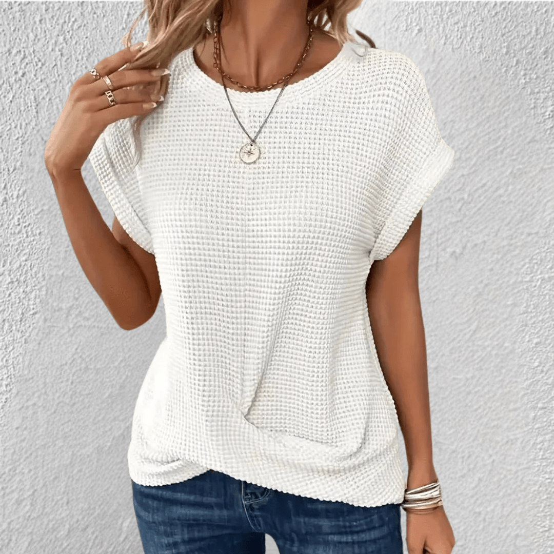 Camicetta Donna Maglia Nido dApe Scollo Rotondo
